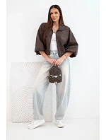 Dámská bavlněná bomber bunda na zip hnědá Dámská bavlněná bomber bunda na zip hnědá