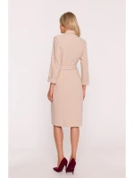 S415 Košilové šaty vázané v pase - béžové S415 Košilové šaty vázané v pase - béžové