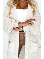 Svetr Cardigan s kapsami 627-1 béžový - Numoco Svetr Cardigan s kapsami 627-1 béžový - Numoco