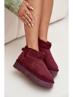 Módní semišové nízké sněhule bordó Nucca