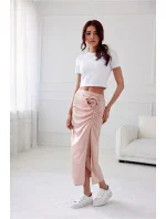 Saténová sukně SPO0048 starorůžová s puntíky - Roco Fashion Saténová sukně SPO0048 starorůžová s puntíky - Roco Fashion