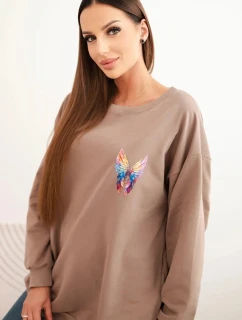 Dámská oversize mikina z bavlny s barevnými křídly na zádech fango