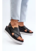 Zazoo 40256 Kožené sandály na klíně černé