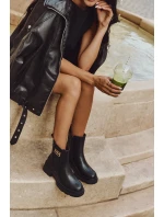 Dámské kotníkové boty se zlatým detailem zateplené černé Serene