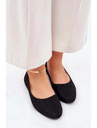 Dámské ploché baleríny s glitrem Tatorelis – černé