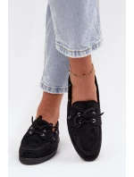 Dámské polobotky mokasíny se šněrováním Calivra – černé