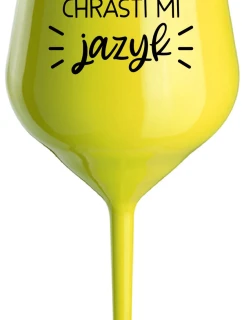 CHRASTÍ MI JAZYK - žlutá nerozbitná sklenice na víno 470 ml