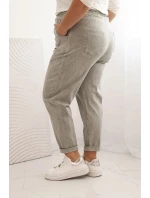 Dámské kalhoty Plus Size dekontrované s viskózou a širokou gumou jasné khaki