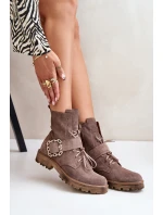 Zazoo 2951 Velurové Boty S Dekorativní Sponou Tmavě Béžové Zazoo 2951 Velurové Boty S Dekorativní Sponou Tmavě Béžové