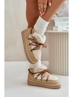 Nízké Sněhule Na Platformě S Kožešinou D.Franklin Béžové DFSH370011