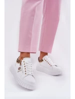 Dámské Sportovní Boty Na Platformě Z Eko Kůže Panther Bílé Velionna