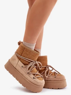 Sněhule s vázáním na platformě hnědé Mavora