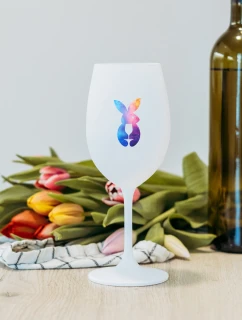 ZAJÍČEK  - bílá sklenice na víno 350 ml