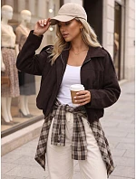 Dámská krátká čokoládová kordová bunda FashionStreet TY6018 Dámská krátká čokoládová kordová bunda FashionStreet TY6018