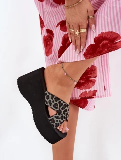 Dámské Klapky Na Klínu A Platformě Leopardí Černé Sevolee