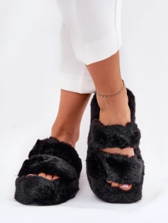 Dámské Kožené Pantofle Na Platformě Černé Talfedi