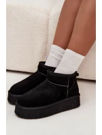 Dámské semišové sněhule Vinceza na platformě – černé