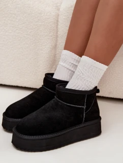 Dámské semišové sněhule Vinceza na platformě – černé