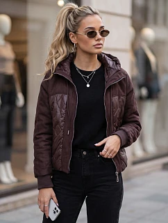 Dámská prošívaná přechodová bunda s kapucí, bordová, FashionStreet TY6094
