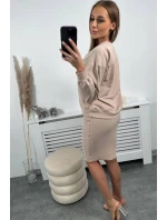 Souprava halenka + pruhované šaty béžová Souprava halenka + pruhované šaty béžová