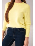 Svetr dámský z baby alpaky s dlouhým rukávem citronový