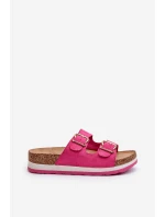 Dámské žabky na platformě s přezkami z ekokoženky fuksiové Ursila