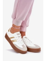 Dámské Tenisky Na Platformě Z Eko Kůže Bílá-Zlatá Elaraven