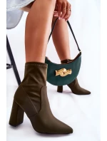 Dámské Materiál Boty Na Podpatku Khaki Amile