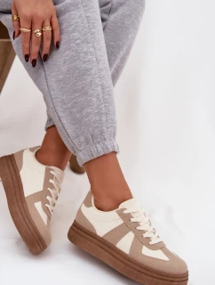 Dámské tenisky na platformě – tmavě béžové Dovina