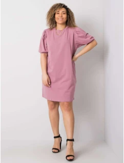 Špinavě růžové plus size šaty z bavlny (RV-SK-6319.65)