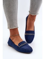 Lesklé Dámské Mokasíny S Řetízkem Modré Aredilla