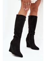 Zateplené Dámské Kozáky Na Platformě Černé Rosina