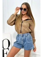 Semišová mikina na zip béžový Semišová mikina na zip béžový