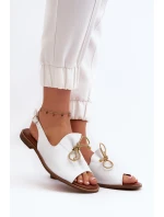 Kožené ploché sandály Zazoo 2898 bílé