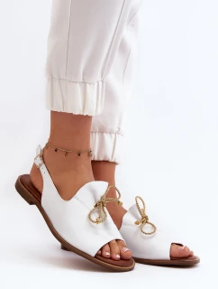 Kožené ploché sandály Zazoo 2898 bílé