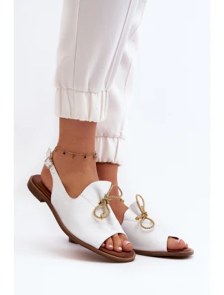 Kožené ploché sandály Zazoo 2898 bílé