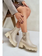Zazoo 60490 Kožené Zateplené Botky S Dekorací Světle Béžové