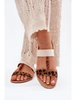 Ploché Dámské Sandály S Korálky Leopardí Hnědé Virona