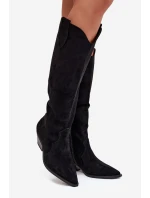 Zateplené Kůže Bota Kovbojky Na Podpatku Z Eko Semiš Černé Jovianne Zateplené Kůže Bota Kovbojky Na Podpatku Z Eko Semiš Černé Jovianne