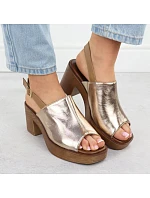 Dámské zlaté sandály na jehlovém podpatku M.Daszynski MR23126-7