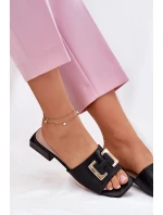 Elegantní Dámské Sandály Na Klínku Se Zlatým Detailem 62229 Černé Vinceza