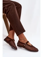 Síťované baleríny s páskem čokoládové Pherina