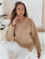 amski Svetr s výstřihem do V VERALIA camel FashionStreet MY2518
