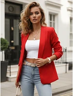 Klasické dámské sako s nařasenými rukávy, červené, FashionStreet PY0152 Klasické dámské sako s nařasenými rukávy, červené, FashionStreet PY0152