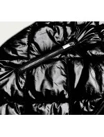 Lesklá černá vesta s kapucí (7005BIG) Lesklá černá vesta s kapucí (7005BIG)