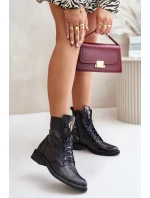 Zazoo 2955 Lakované Boty Worker S Zlatým Detalem Na Jazyku Černé