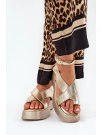 Dámské Sandály Na Platformě A Klínu Eko Kůže Zlaté Tenzorus