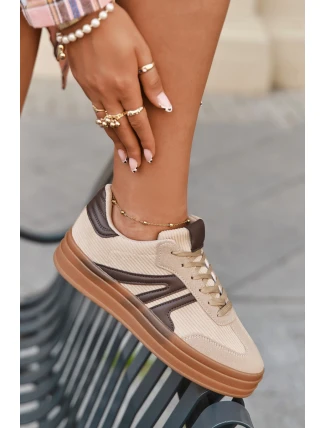 Sametové dámské tenisky na platformě Béžové Corynelle