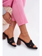 Dámské sandály na podpatku s pásky Eko semišové Černé Corivelle