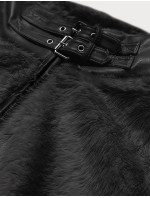 Černá kožešinová bunda se stojáčkem (GSQ2228)